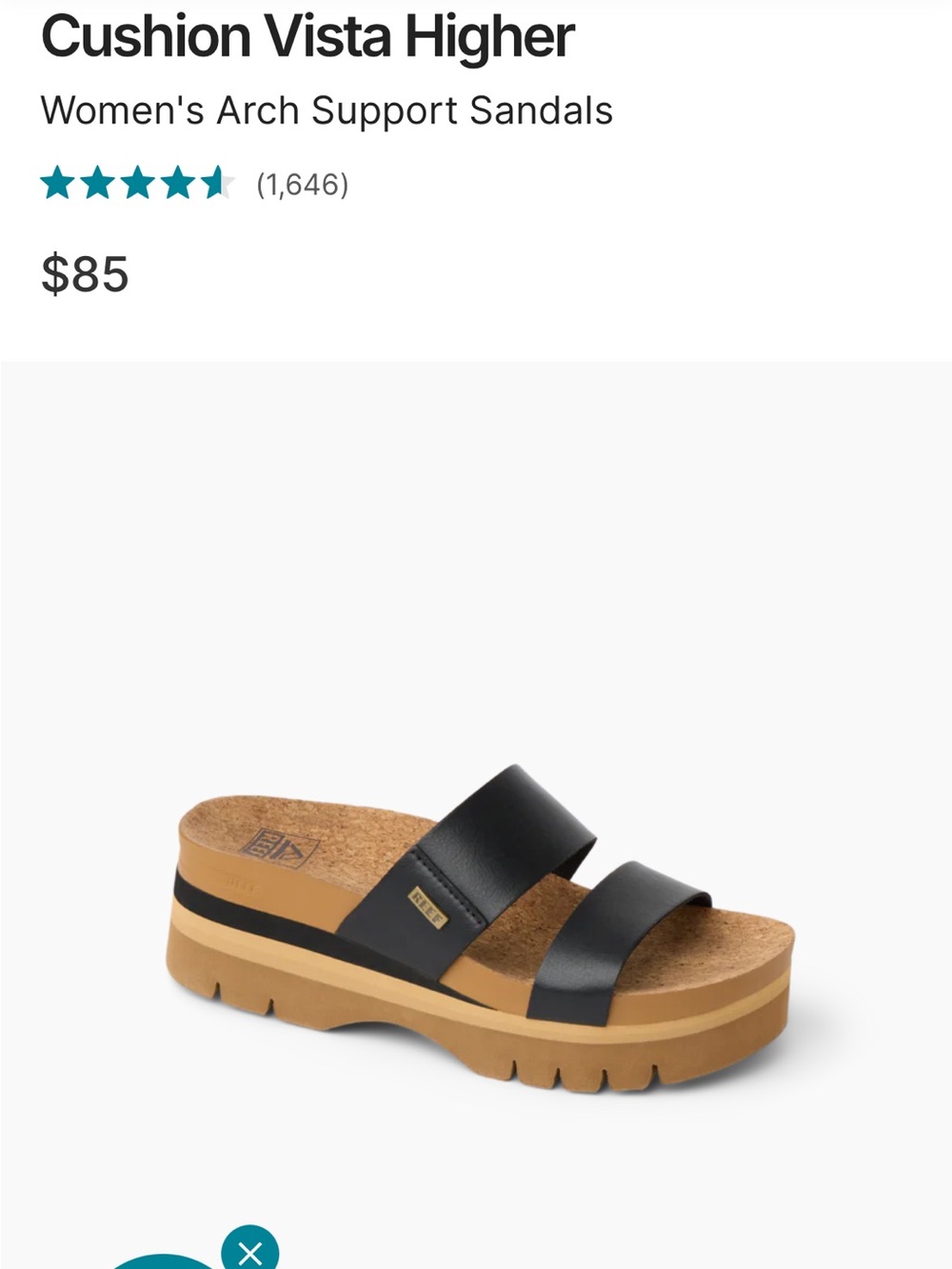 Reef Women's Cushion Vista 2.5 Black Size 8